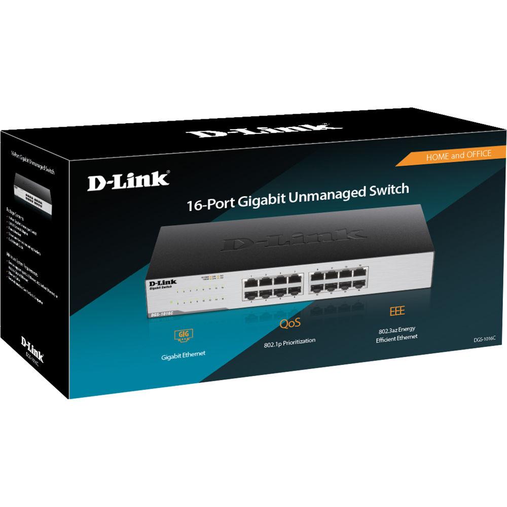D-Link DGS-1016C 16-Port Unmanaged Gigabit Switch, D-Link, DGS-1016C, 16-Port, Unmanaged, Gigabit, Switch