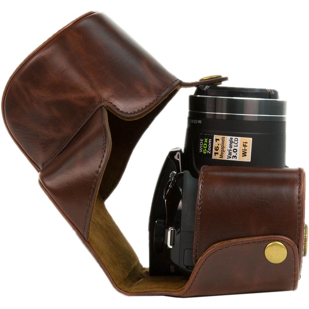 MegaGear Ever Ready PU Leather Camera Case with Strap for Nikon Coolpix P610 with Zoom Lens, P530, or P520