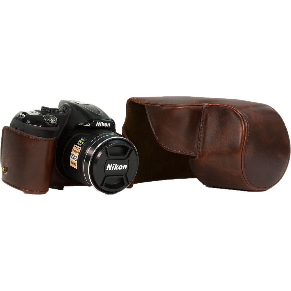 MegaGear Ever Ready PU Leather Camera Case with Strap for Nikon Coolpix P610 with Zoom Lens, P530, or P520