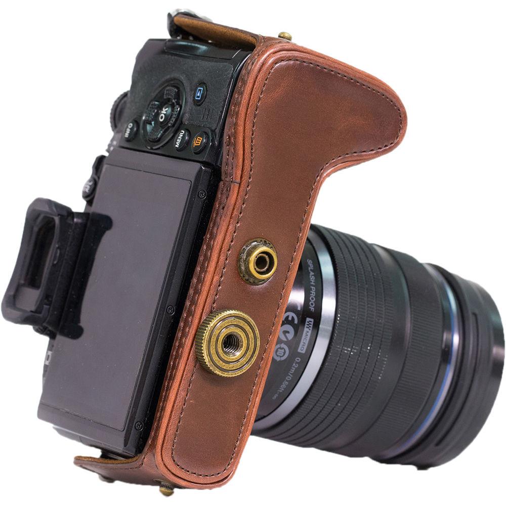 MegaGear Ever Ready PU Leather Case & Strap for Olympus OM-D E-M1 with 12-40mm
