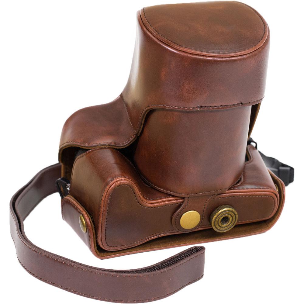 MegaGear Ever Ready PU Leather Case & Strap for Olympus OM-D E-M1 with 12-40mm