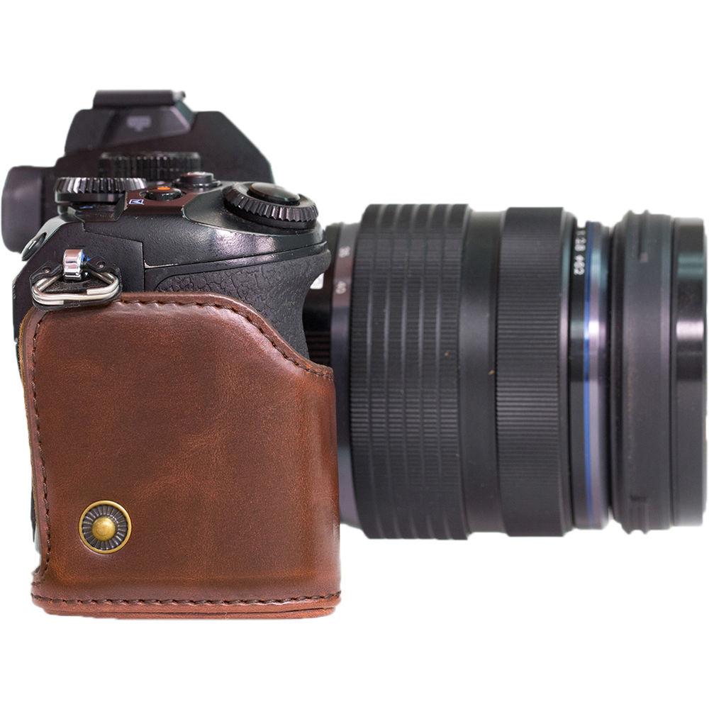MegaGear Ever Ready PU Leather Case & Strap for Olympus OM-D E-M1 with 12-40mm