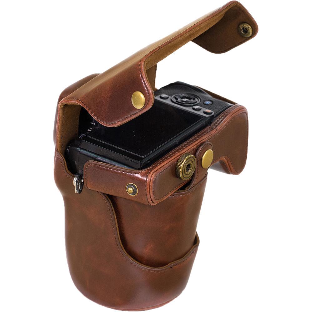 MegaGear Ever Ready PU Leather Case & Strap for Olympus OM-D E-M1 with 12-40mm