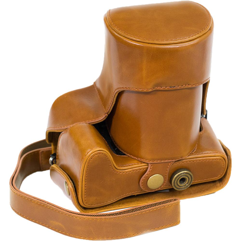 MegaGear Ever Ready PU Leather Case & Strap for Olympus OM-D E-M1 with 12-40mm