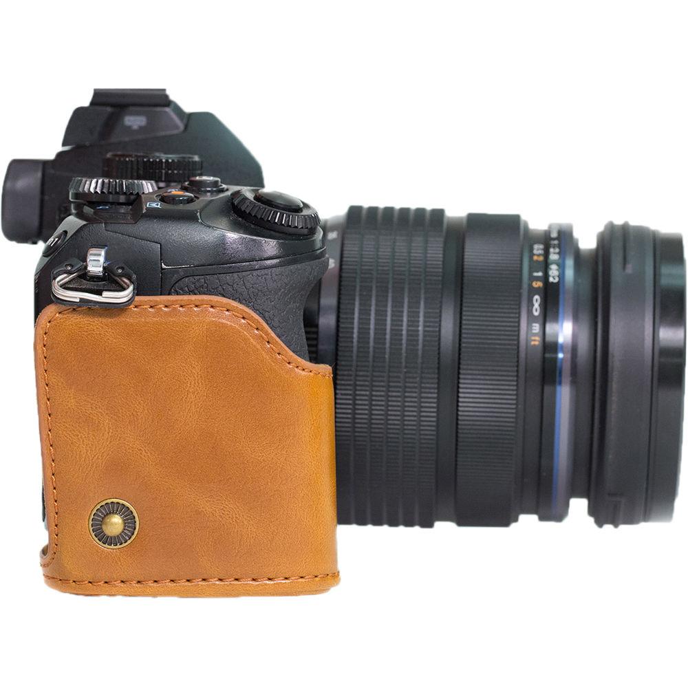 MegaGear Ever Ready PU Leather Case & Strap for Olympus OM-D E-M1 with 12-40mm