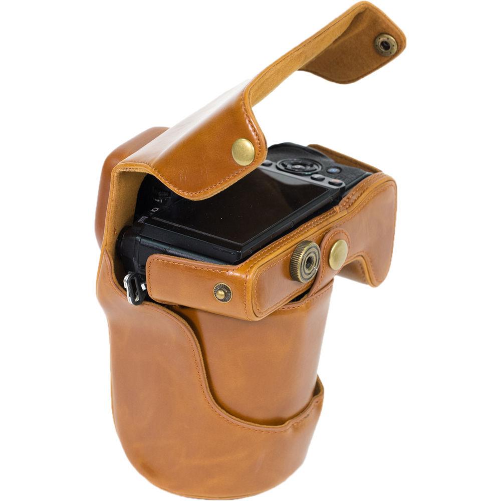 MegaGear Ever Ready PU Leather Case & Strap for Olympus OM-D E-M1 with 12-40mm