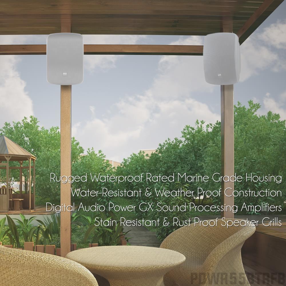 Pyle Pro 5.25" 800 Watt Wall-Mount Marine Speakers with BT Audio RF Streaming