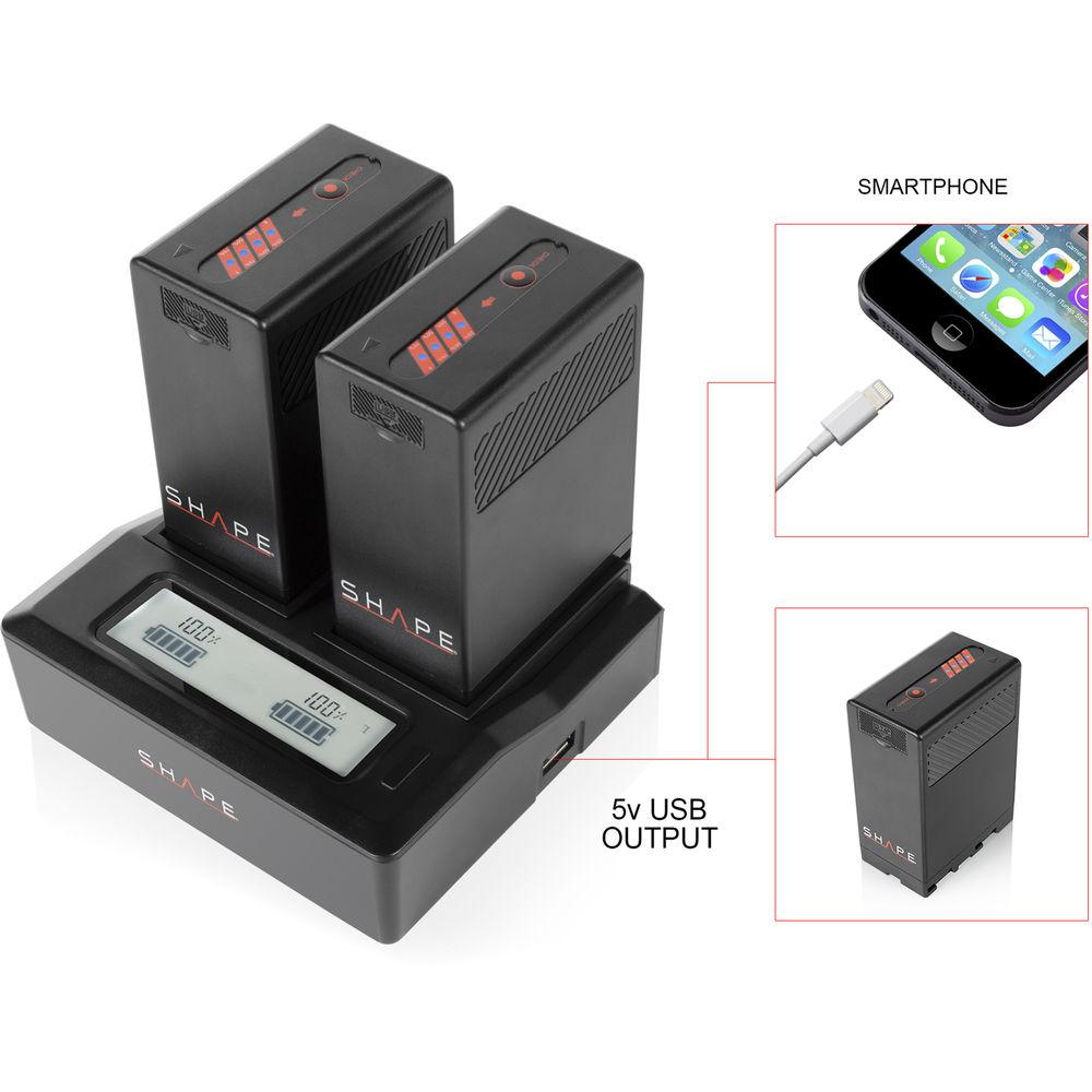 SHAPE BP-U65 Dual Charger with Two 65Wh Lithium-Ion Batteries