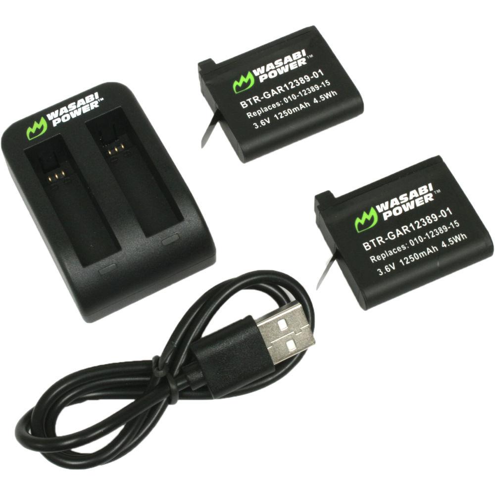 Wasabi Power Dual Charger with Two Batteries for Garmin VIRB Ultra 30