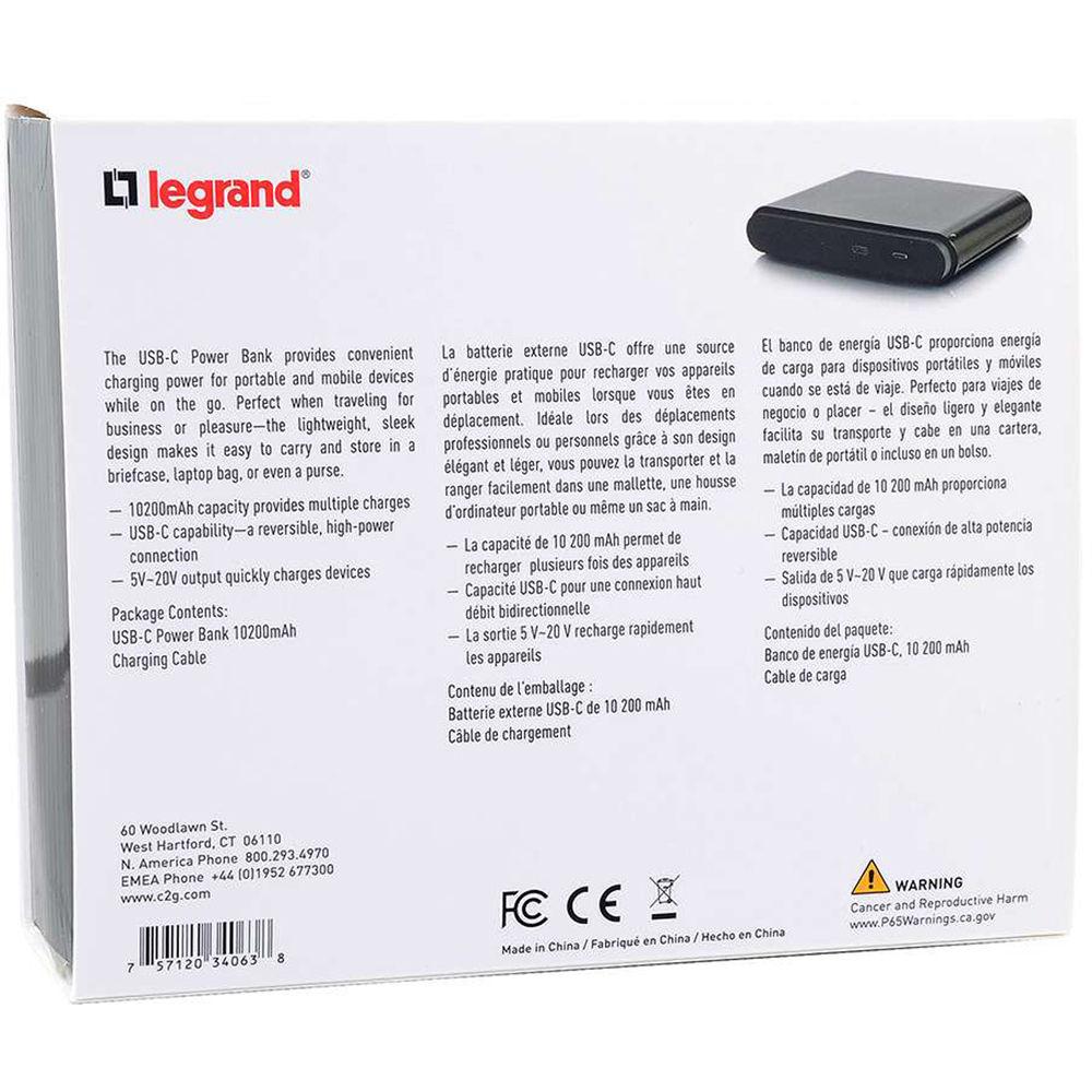 C2G USB-C Power Bank 10200 mAh