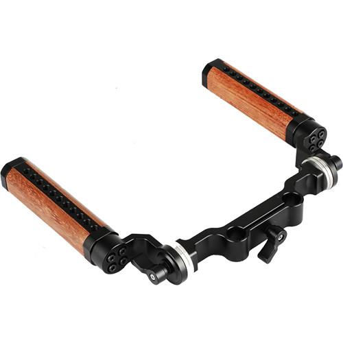 CAMVATE Arri-Style Wood Rosette Handle Grip 15mm Rod Clamp Railblock For DSLR Shoulder Rig