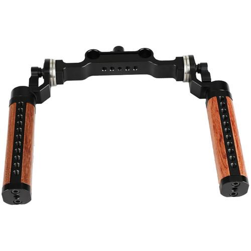 CAMVATE Arri-Style Wood Rosette Handle Grip 15mm Rod Clamp Railblock For DSLR Shoulder Rig