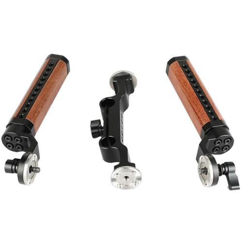 CAMVATE Arri-Style Wood Rosette Handle Grip 15mm Rod Clamp Railblock For DSLR Shoulder Rig