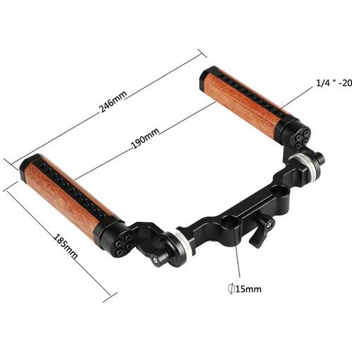 CAMVATE Arri-Style Wood Rosette Handle Grip 15mm Rod Clamp Railblock For DSLR Shoulder Rig