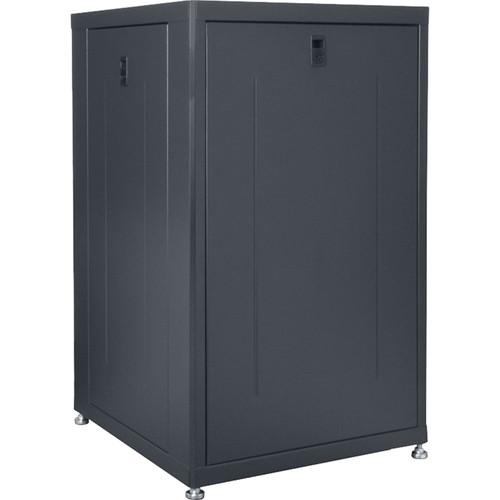 Lowell Manufacturing Rack-Designer-18U, 24"D, Glass Front Door and Rear Doors