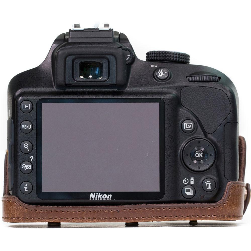 MegaGear Ever Ready PU Leather Case and Strap for Nikon D3400 with 18-55mm Lens