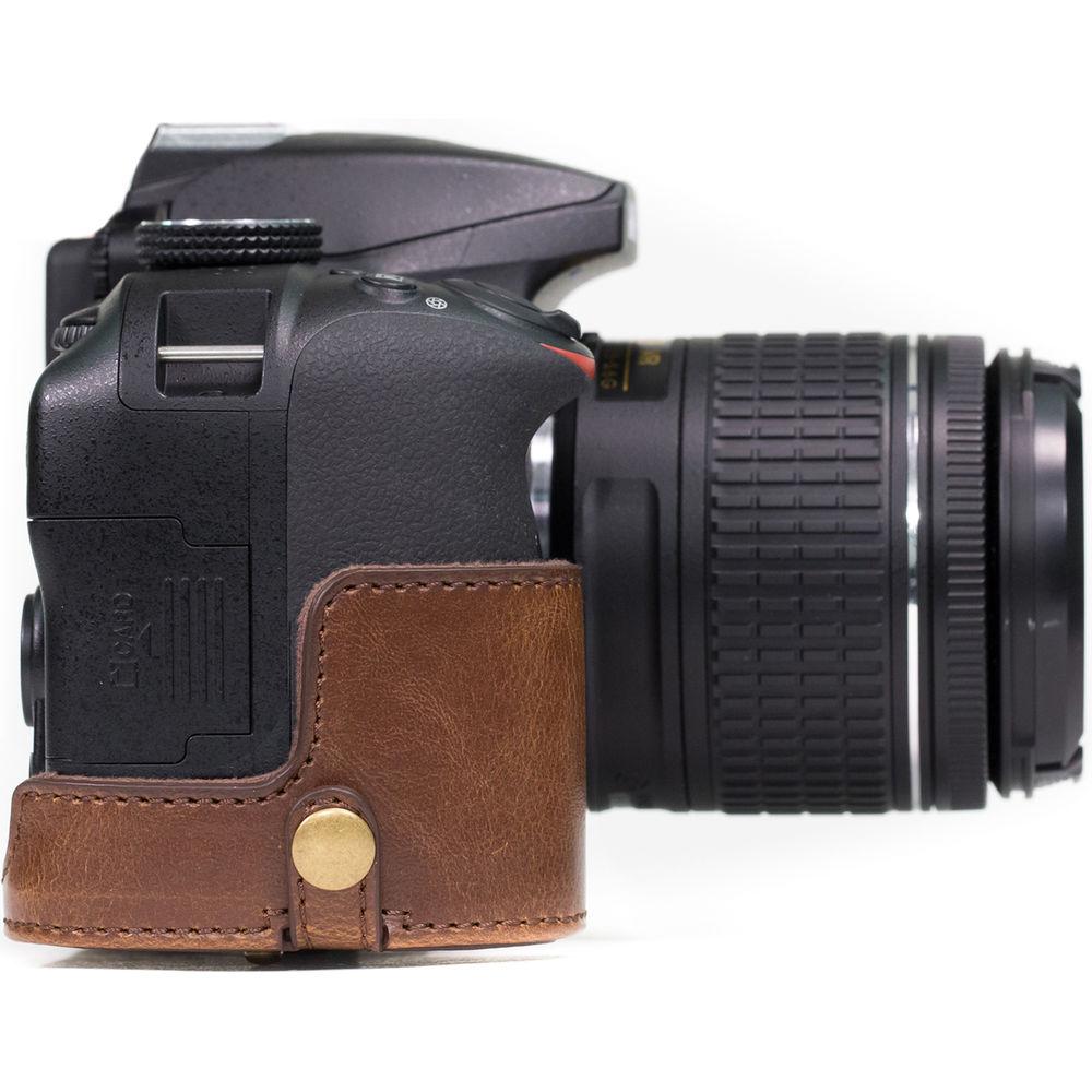 MegaGear Ever Ready PU Leather Case and Strap for Nikon D3400 with 18-55mm Lens