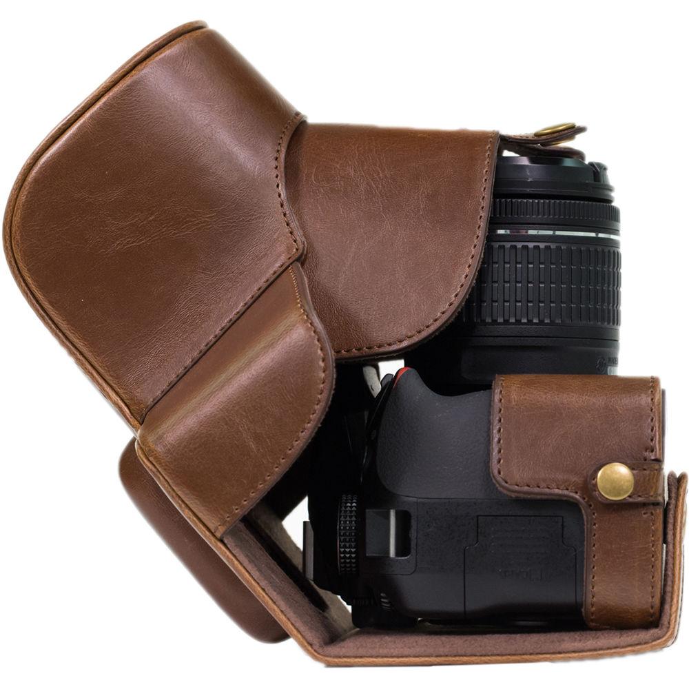 MegaGear Ever Ready PU Leather Case and Strap for Nikon D3400 with 18-55mm Lens