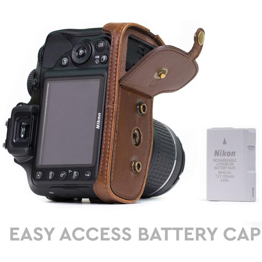 MegaGear Ever Ready PU Leather Case and Strap for Nikon D3400 with 18-55mm Lens