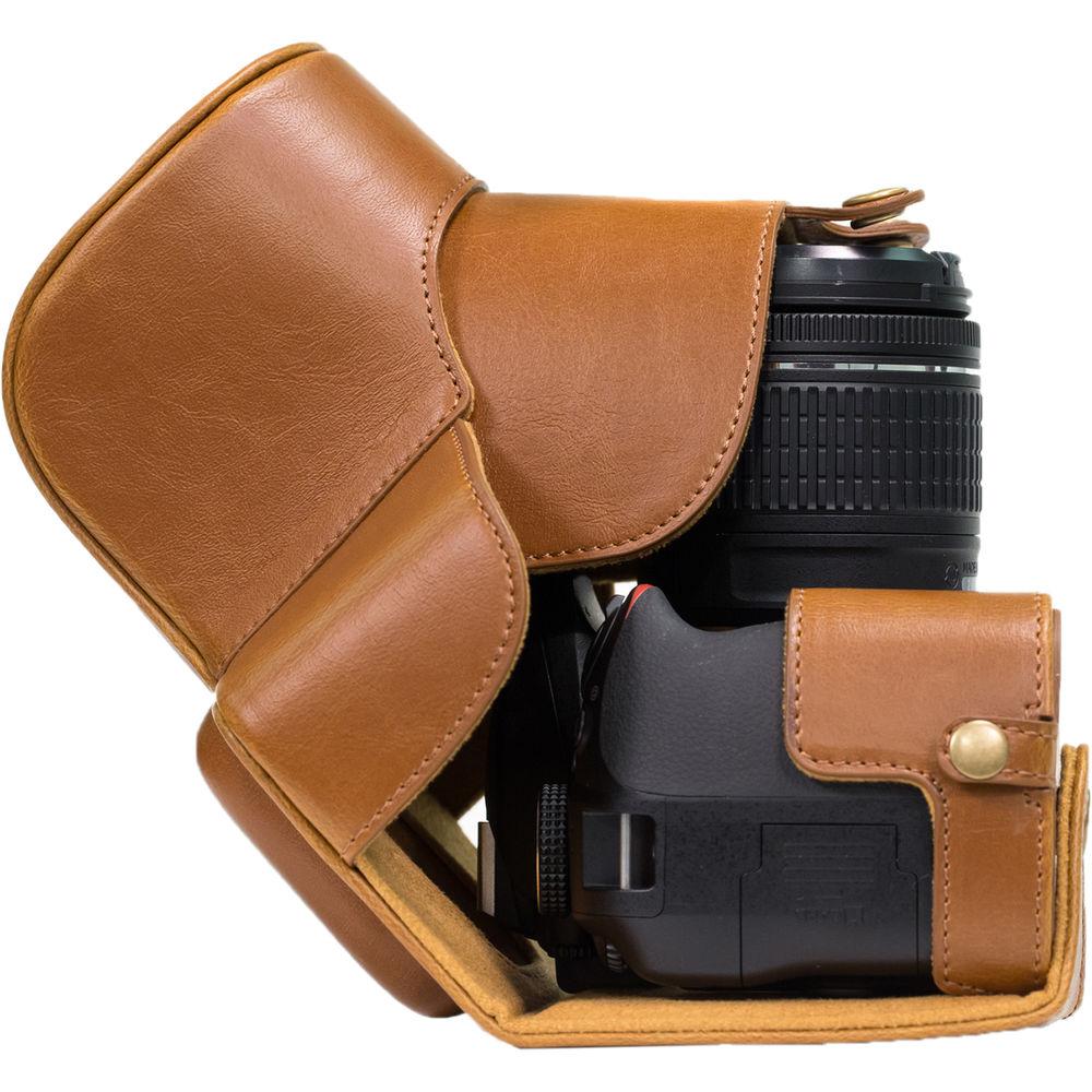 MegaGear Ever Ready PU Leather Case and Strap for Nikon D3400 with 18-55mm Lens