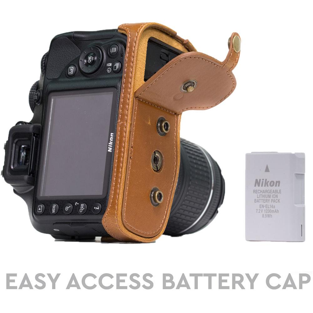 MegaGear Ever Ready PU Leather Case and Strap for Nikon D3400 with 18-55mm Lens