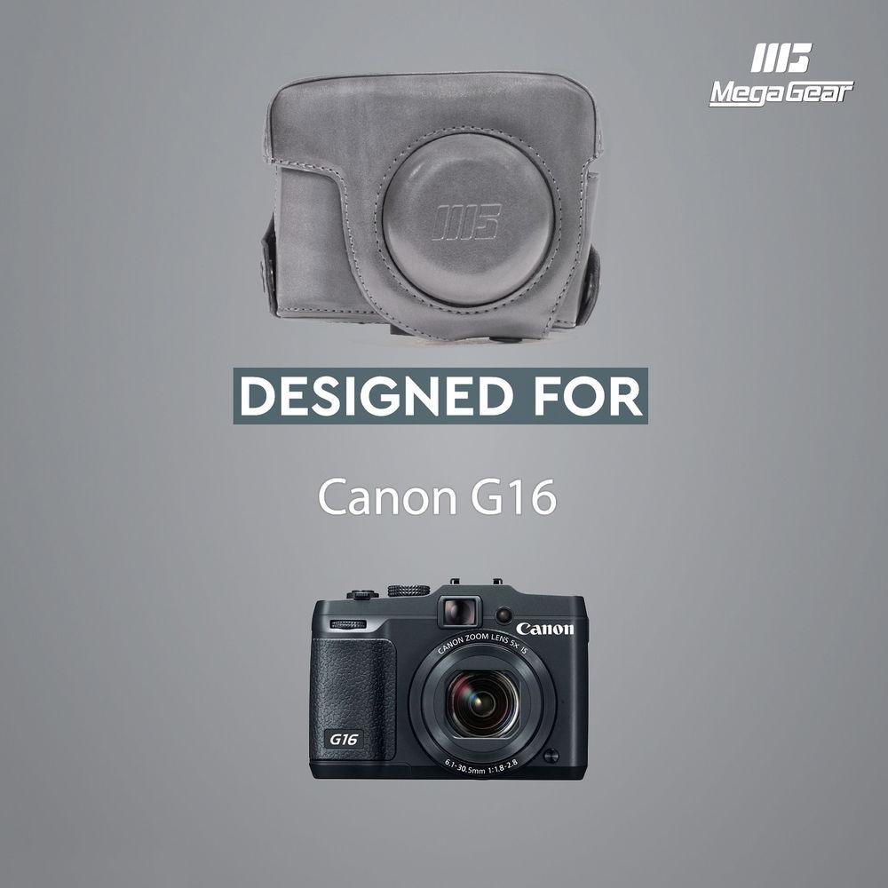 MegaGear PU Leather Camera Case and Strap for Canon PowerShot G16