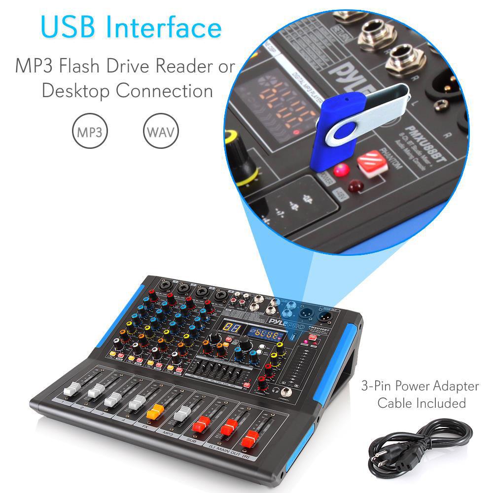 Pyle Pro 4-Channel Bluetooth Studio Mixer and DJ Controller Audio Mixing Console System