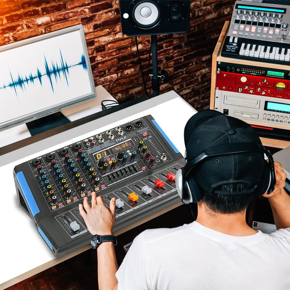 Pyle Pro 4-Channel Bluetooth Studio Mixer and DJ Controller Audio Mixing Console System