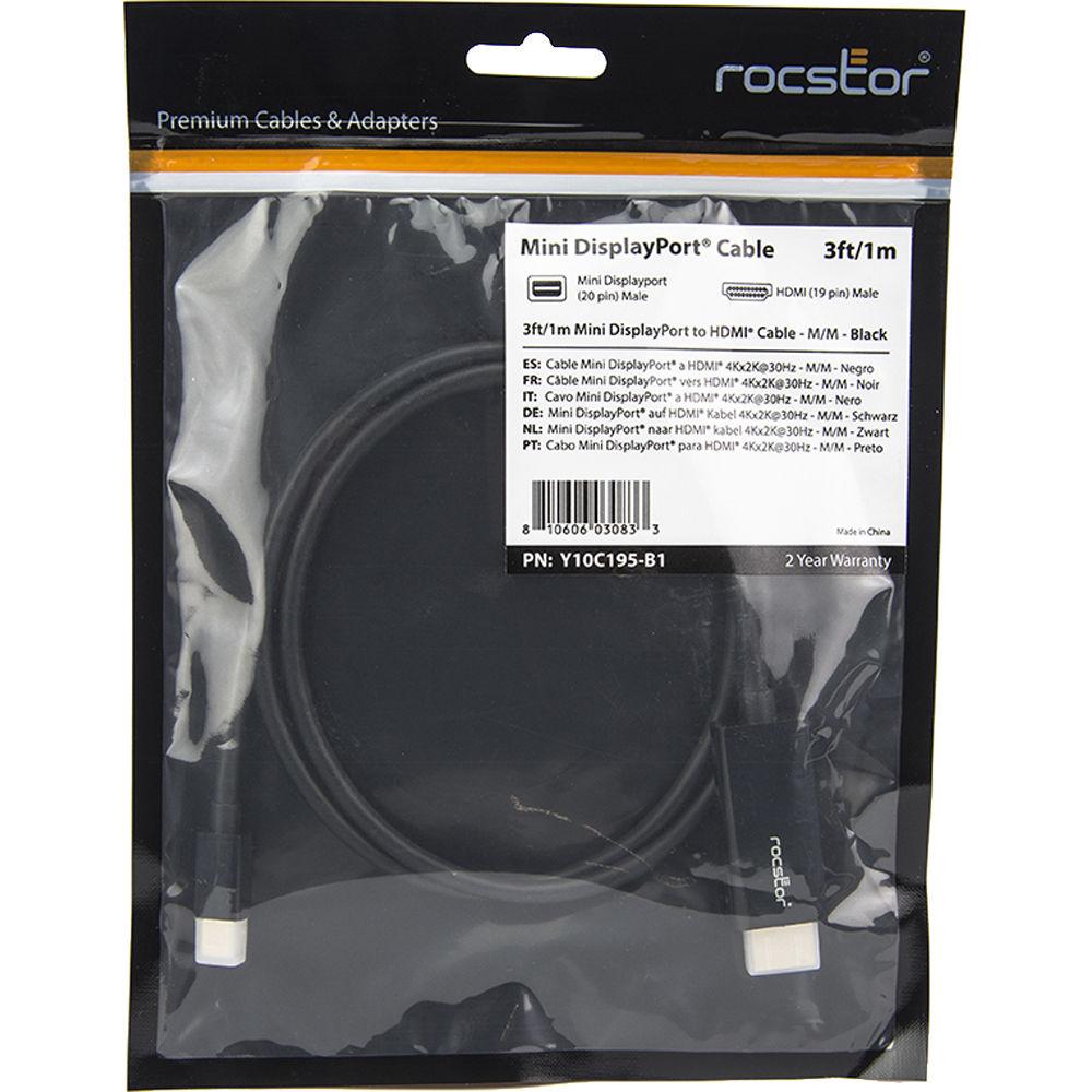 Rocstor Rocpro Mini DisplayPort Male to HDMI Male Cable
