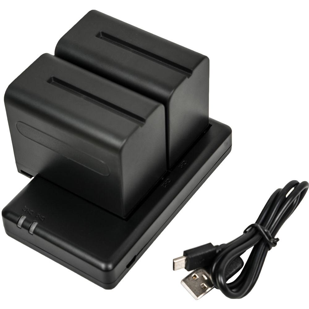 CAME-TV 2 x CA-F970 Batteries, FM50 USB Charger, and V-Mount Converter Plate Kit