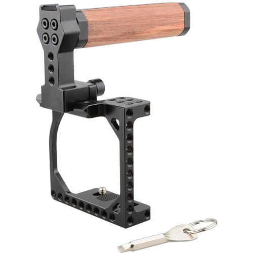CAMVATE Camera Cage with Quick Release Wood Top Handle