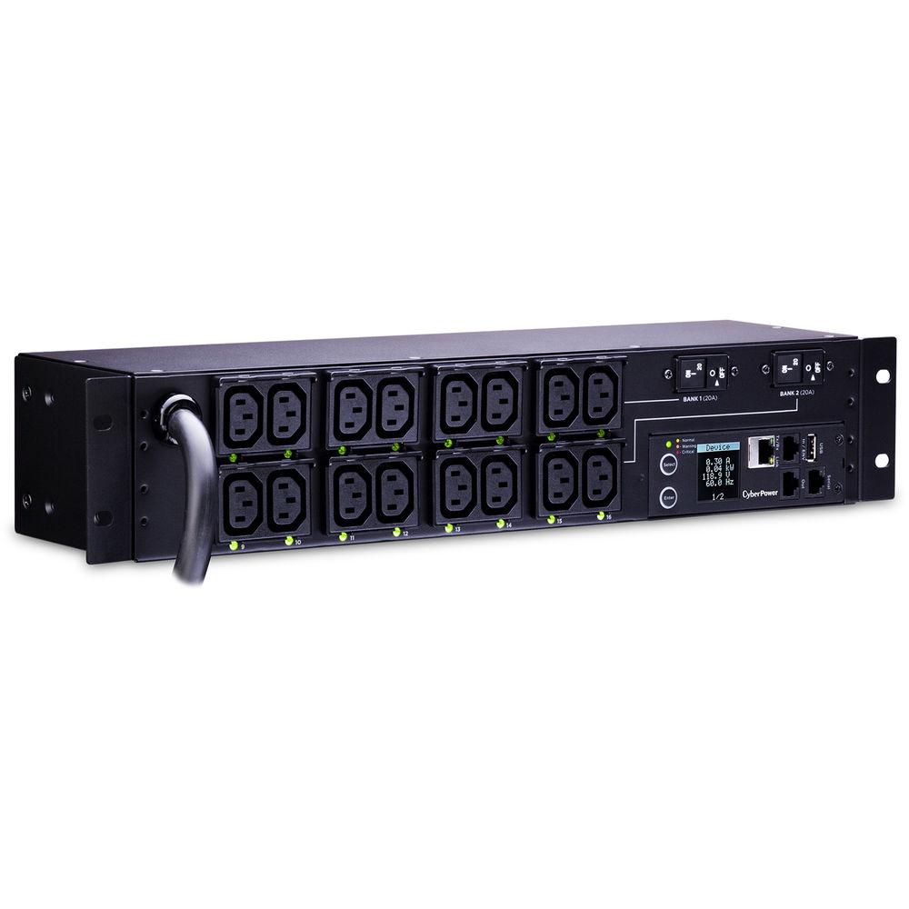 CyberPower Switched-by-Outlet Metered PDU24A 200-240V NEMA L6-30P 16 C13 Outlets RJ45 I O 12