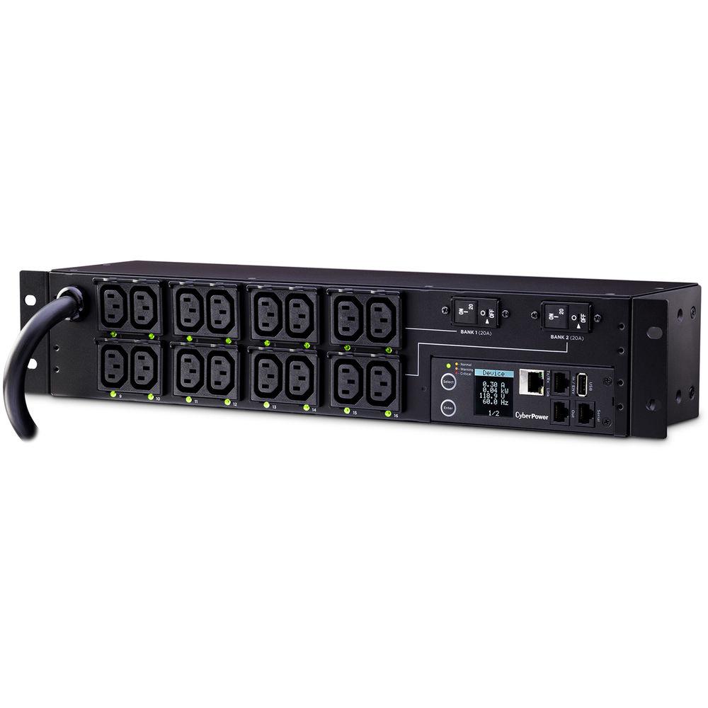 CyberPower Switched-by-Outlet Metered PDU24A 200-240V NEMA L6-30P 16 C13 Outlets RJ45 I O 12
