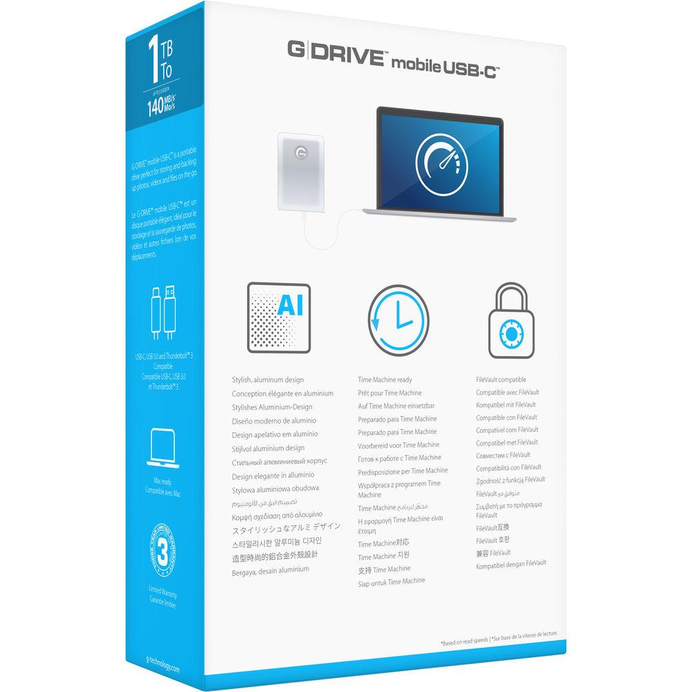 G-Technology 1TB G-DRIVE mobile USB 3.1 Gen 1 Type-C External Hard Drive