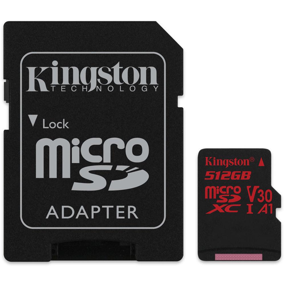 Kingston 512GB Canvas React UHS-I microSDXC Memory Card with SD Adapter, Kingston, 512GB, Canvas, React, UHS-I, microSDXC, Memory, Card, with, SD, Adapter