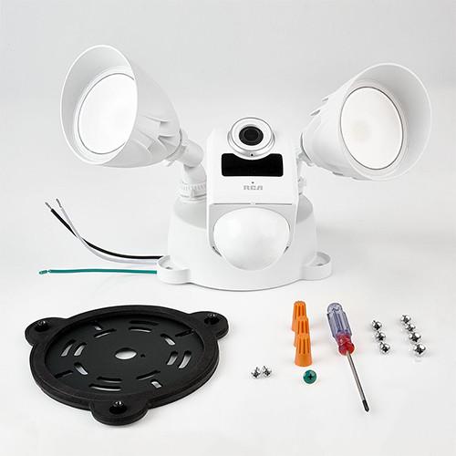 RCA HSFLC1WHA 1080p Outdoor Wi-Fi Security Floodlight Camera with Night Vision