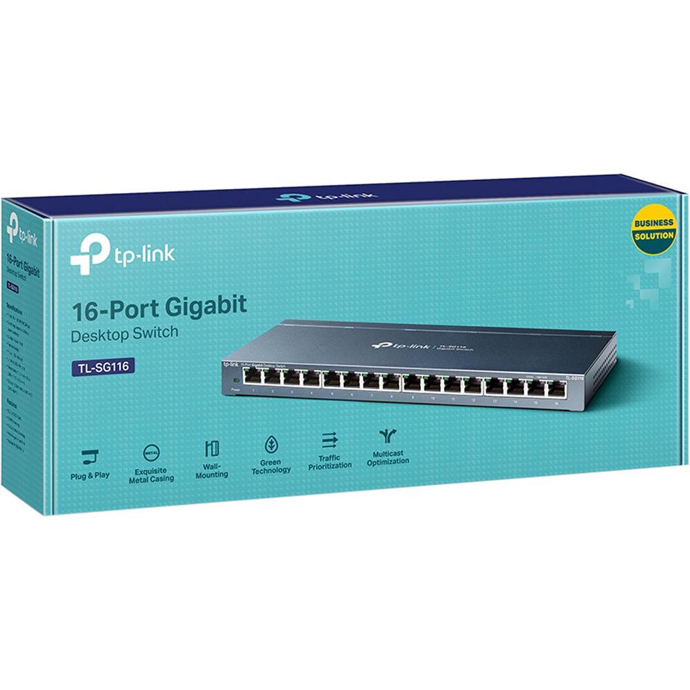TP-Link TL-SG116 16-Port 10 100 1000 Mb s Desktop Switch