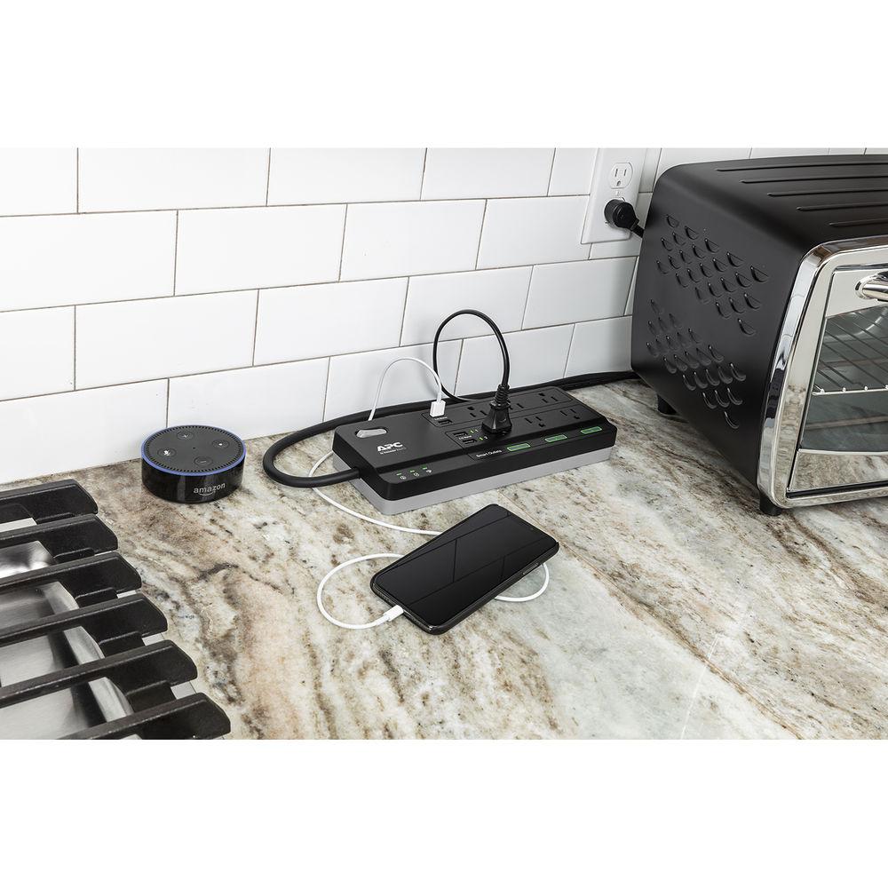 APC 6-Outlet Smart Surge Protector with 4 USB Charging Ports