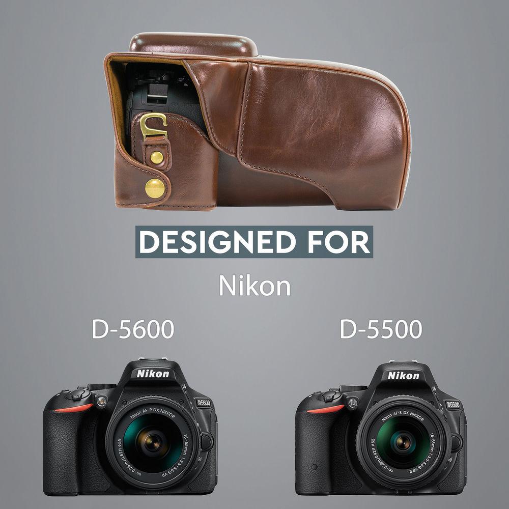 MegaGear Ever Ready PU Leather Case for Nikon D5600, D5500 and 18-140, 18-105mm Lens