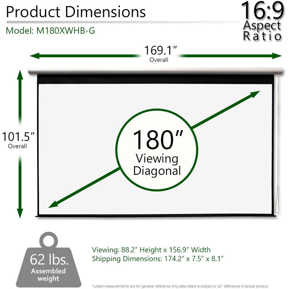 Elite Screens Manual Grande B Series, 180" 169, Pull Down Manual Projector Projection Screen, Offi