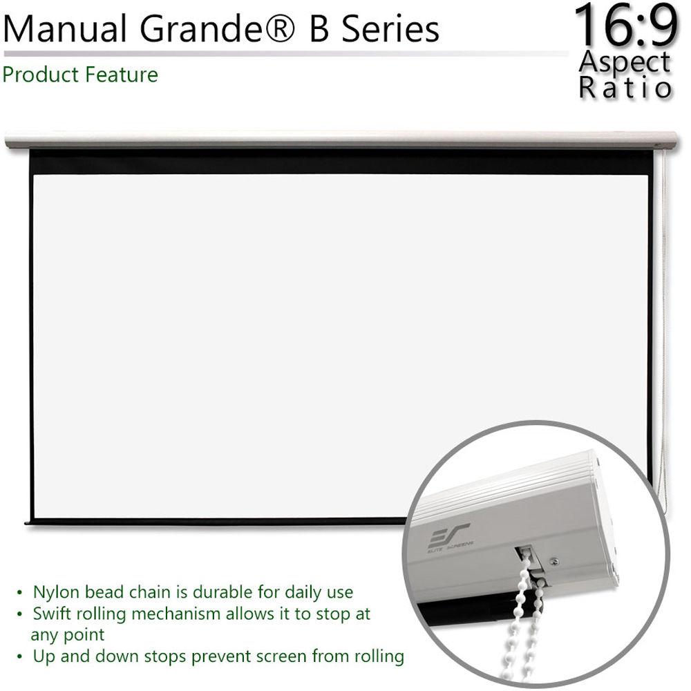 Elite Screens Manual Grande B Series, 180" 169, Pull Down Manual Projector Projection Screen, Offi