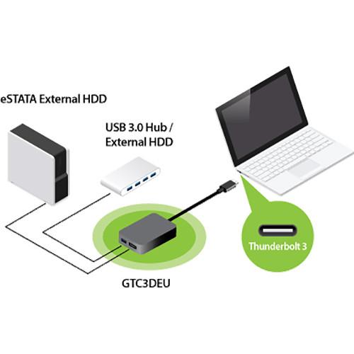 IOGEAR Thunderbolt 3 to eSATA and USB Type-A Adapter, IOGEAR, Thunderbolt, 3, to, eSATA, USB, Type-A, Adapter