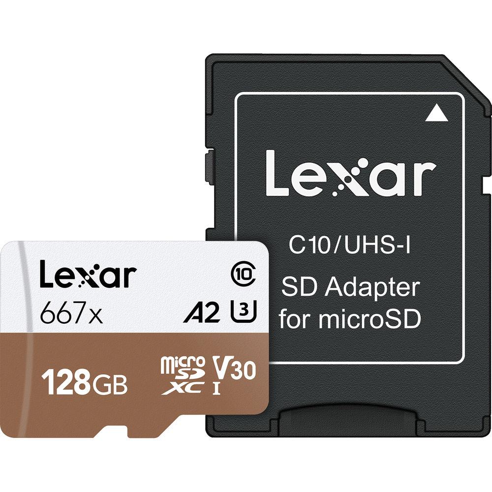 Lexar 128GB Professional 667x UHS-I microSDXC Memory Card with SD Adapter
