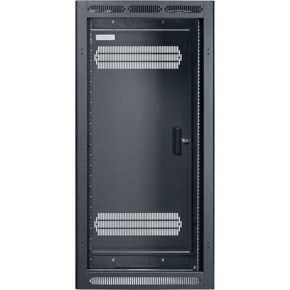 Lowell Manufacturing Rack-Enclosed-24U, 22"Deep 1-Pair Fixed Rails, Rear Door