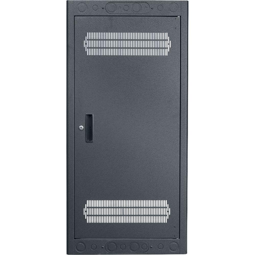 Lowell Manufacturing Rack-Enclosed-24U, 22"Deep 1-Pair Fixed Rails, Rear Door