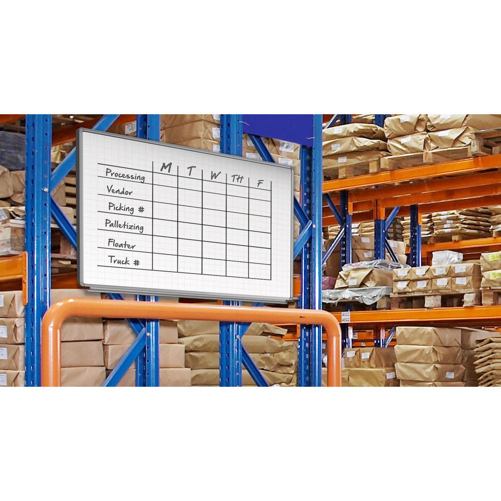 Luxor 72 x 40" Wall-Mounted Magnetic Ghost Grid Whiteboard