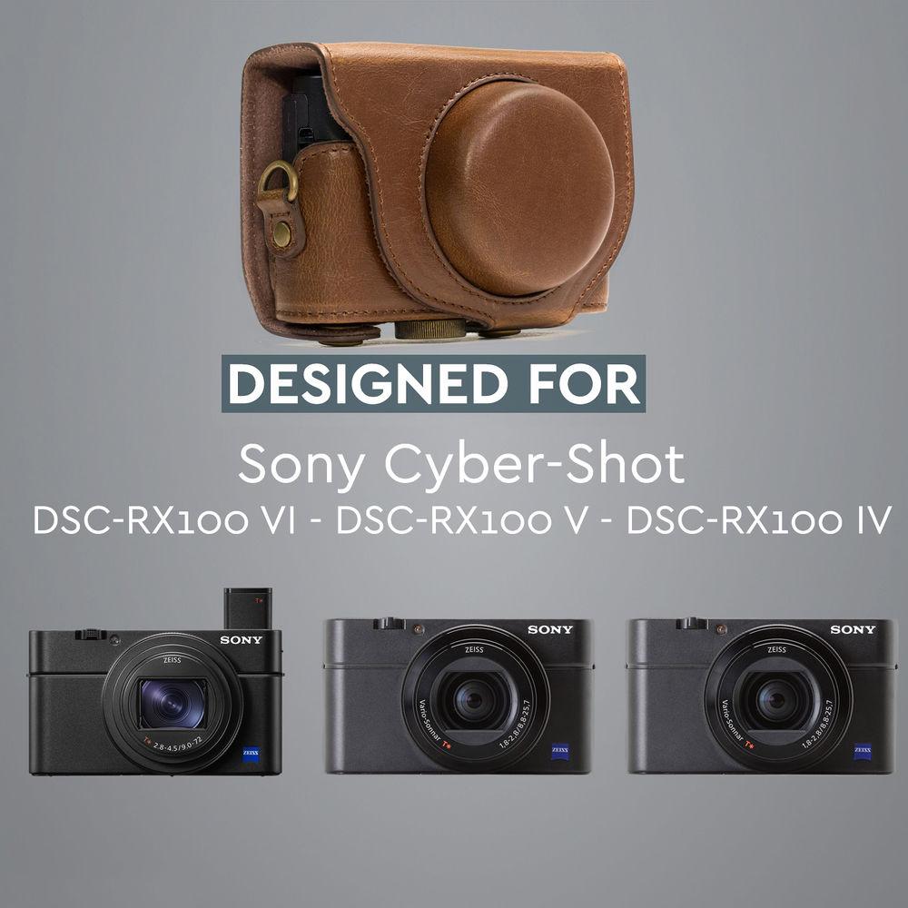 MegaGear Ever Ready PU Leather Camera Case and Strap for Sony Cyber-shot DSC-RX100 VI, V, IV