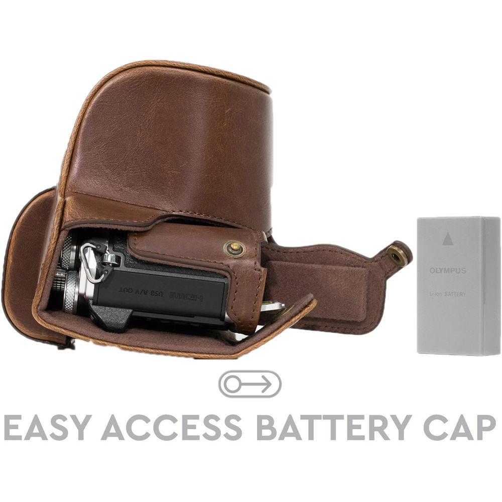 MegaGear MG638 Ever Ready Leather Case with Bottom Opening for Olympus OM-D E-M10 Mark II, 14-42mm