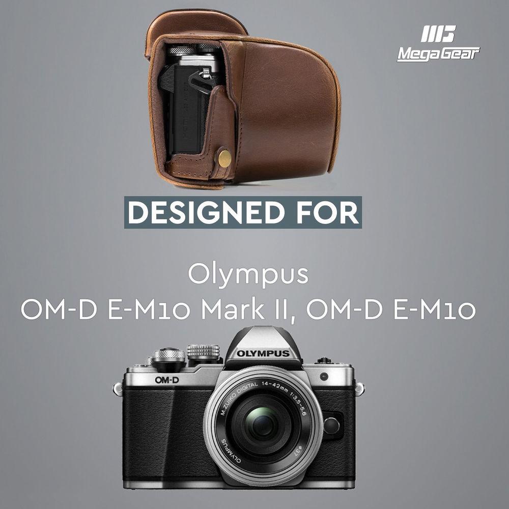 MegaGear MG638 Ever Ready Leather Case with Bottom Opening for Olympus OM-D E-M10 Mark II, 14-42mm