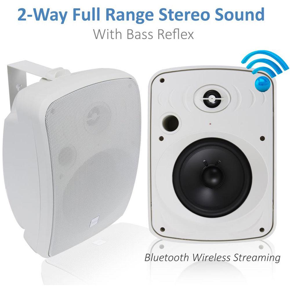 Pyle Pro 6.5" 1000 Watt Wall-Mount Marine Speakers with BT Audio RF Streaming